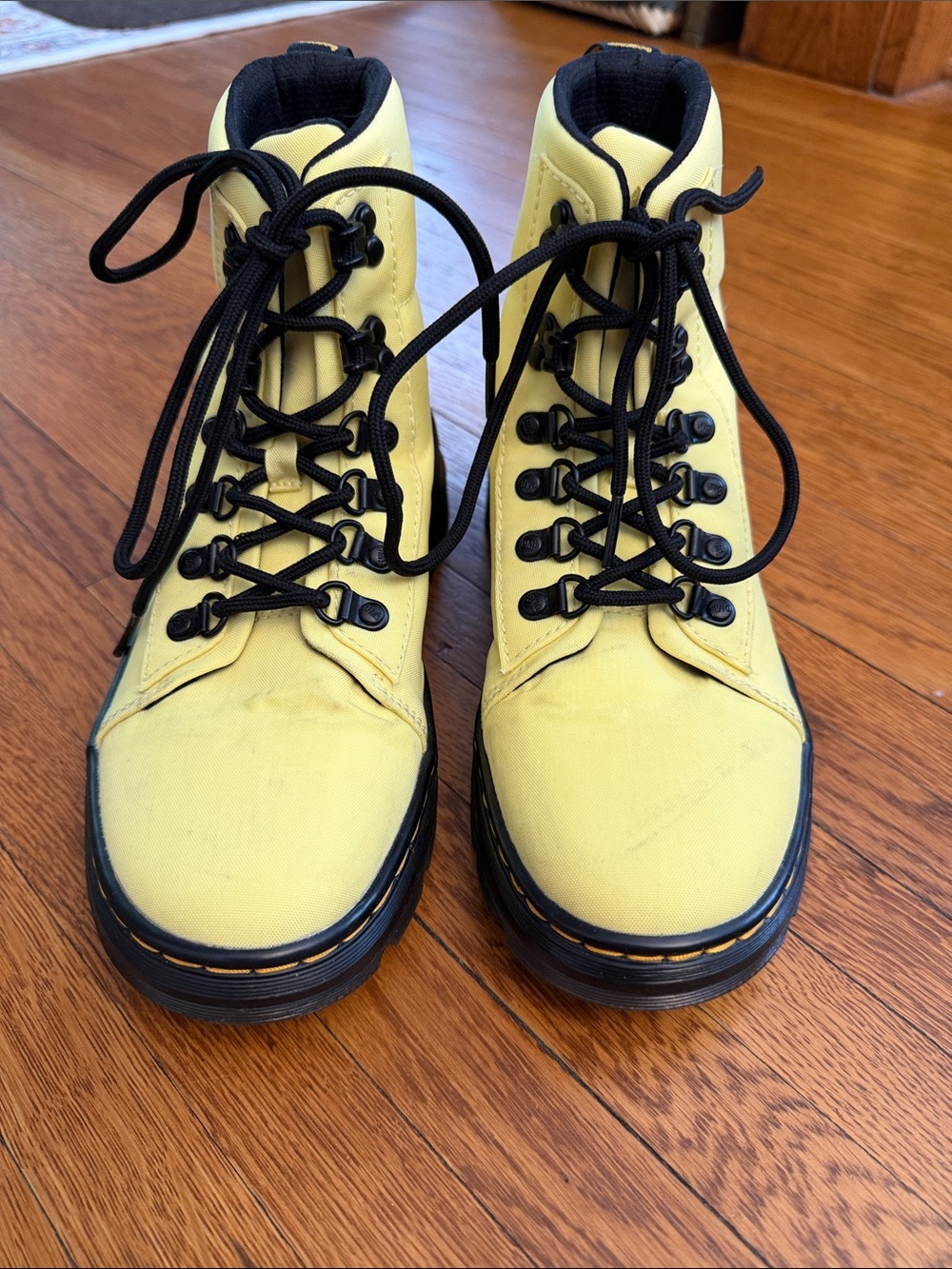 Dr Martins Yellow Canvas Lace-Up Boots Size 7